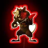 alt="Mouse-rat king from Barbie and The Nutcracker neon sign with RGB lighting in vibrant red tones.