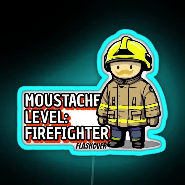 Moustache Level Firefighter Urban RGB Neon Sign