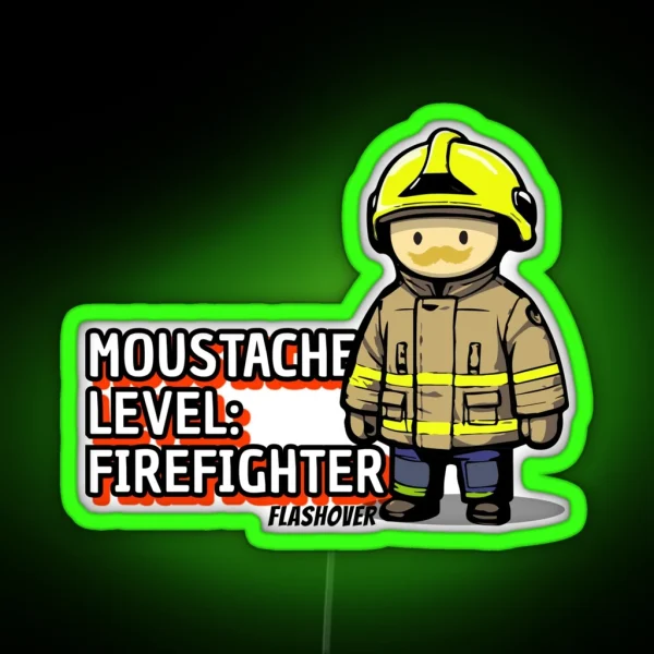 Moustache Level Firefighter Urban RGB Neon Sign