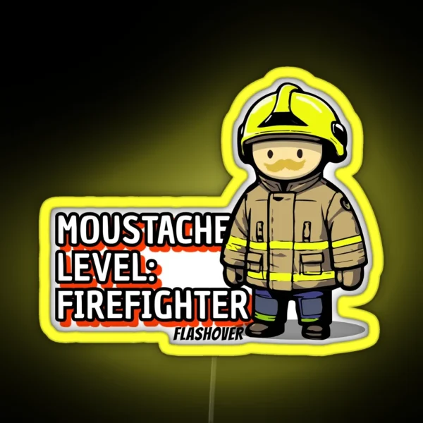 Moustache Level Firefighter Urban RGB Neon Sign