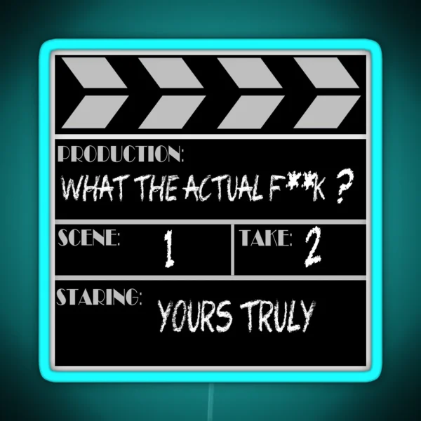Movie Slate WTF RGB Neon Sign