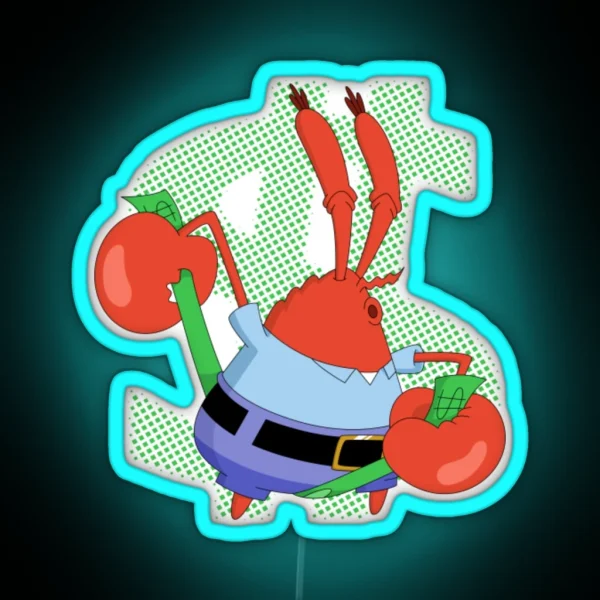 Mr Krabs Ledmr Krabs Love Money RGB Neon Sign