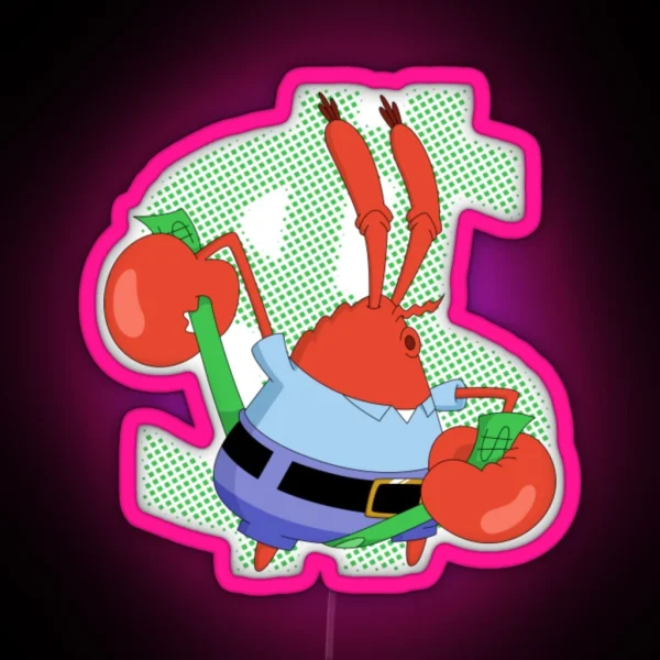 Mr Krabs Ledmr Krabs Love Money RGB Neon Sign