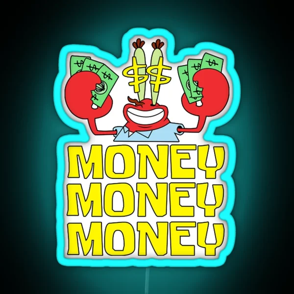 Mr Krabs Love Money RGB Neon Sign
