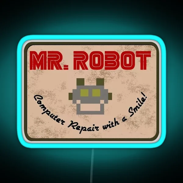 Mr Robot Logo Design RGB Neon Sign