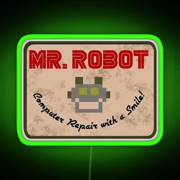 Mr Robot Logo Design RGB Neon Sign