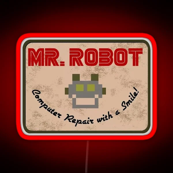 Mr Robot Logo Design RGB Neon Sign