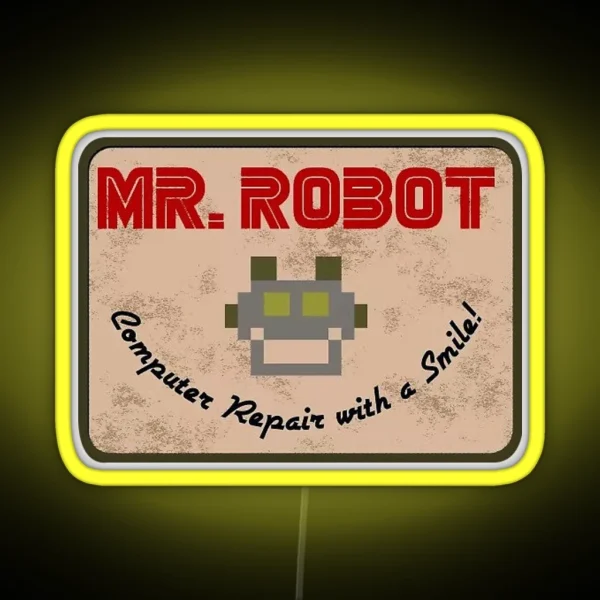 Mr Robot Logo Design RGB Neon Sign