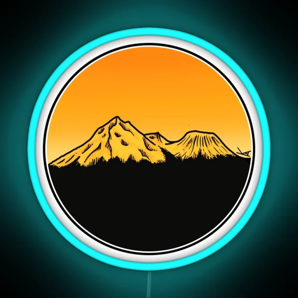 Mt Shasta CA At Sunset RGB Neon Sign