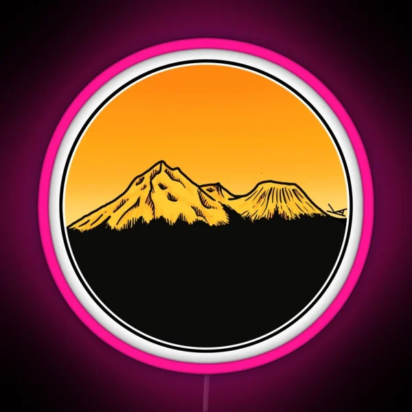 Mt Shasta CA At Sunset RGB Neon Sign