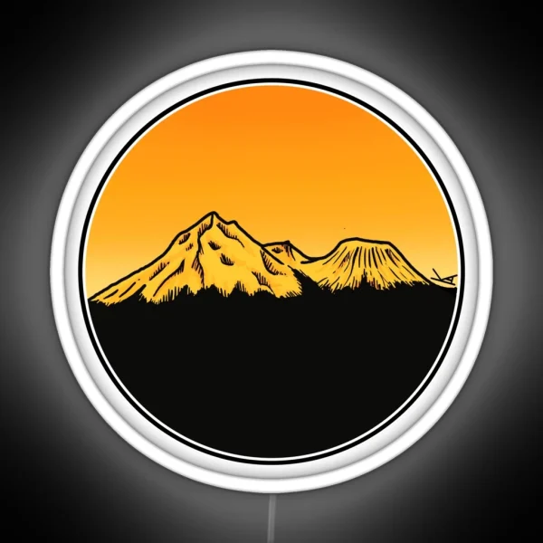Mt Shasta CA At Sunset RGB Neon Sign