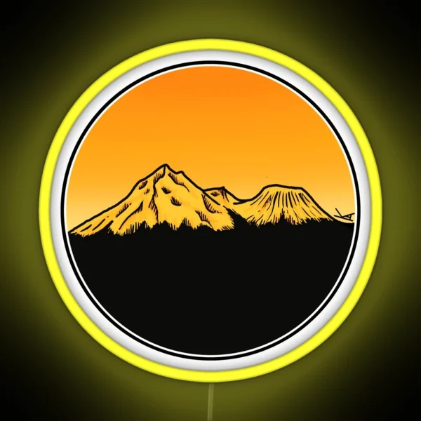 Mt Shasta CA At Sunset RGB Neon Sign