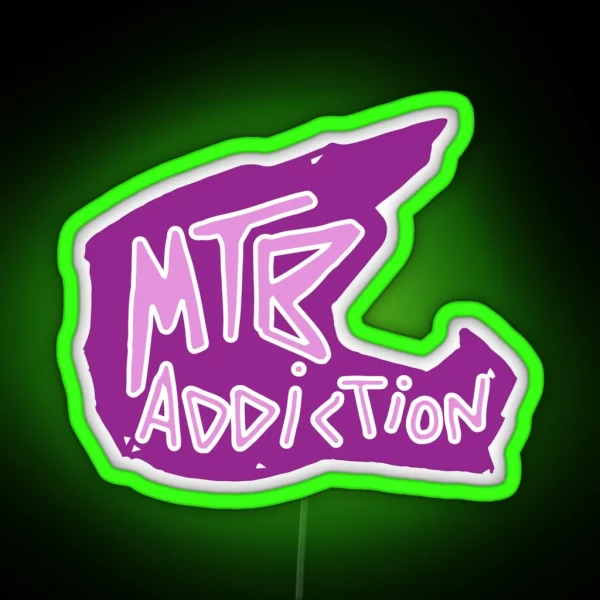 MTB Addiction Helmet Pink RGB Neon Sign