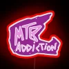 Mountain Bike Addiction Helmet with Pink RGB Neon Sign - Model 92103 in Red.