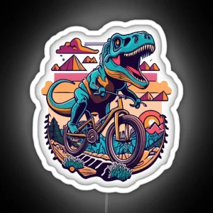 MTB Dinosaur Smashing The Tracks RGB Neon Sign