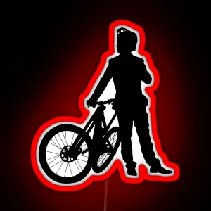 MTB Man Gentlemen Biznesmen Cyclist Mountain Biker Businessman In Suit With Mountain Bike RGB Neon Sign