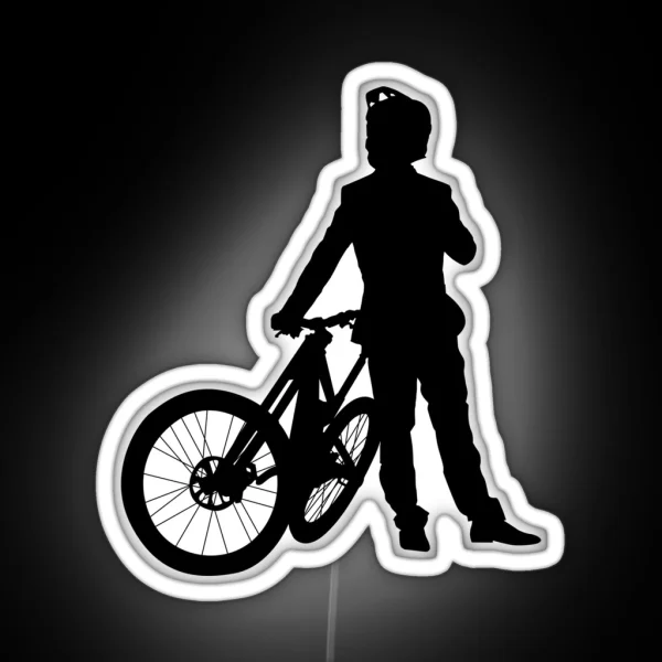 MTB Man Gentlemen Biznesmen Cyclist Mountain Biker Businessman In Suit With Mountain Bike RGB Neon Sign