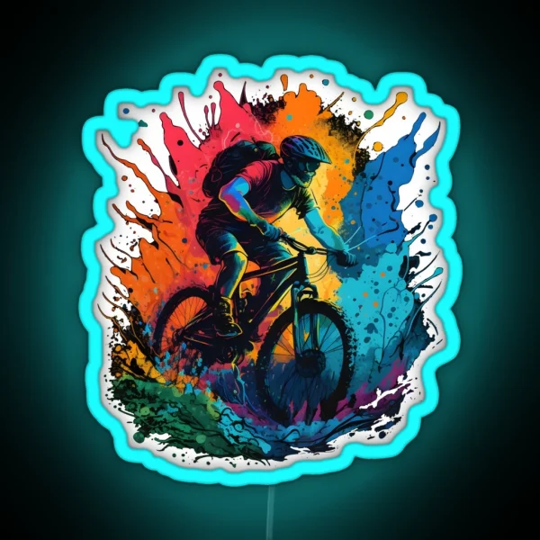 MTB Mountain Bike Downhill Art RGB Neon Sign