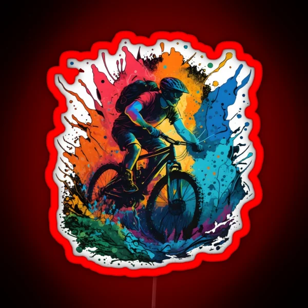 MTB Mountain Bike Downhill Art RGB Neon Sign