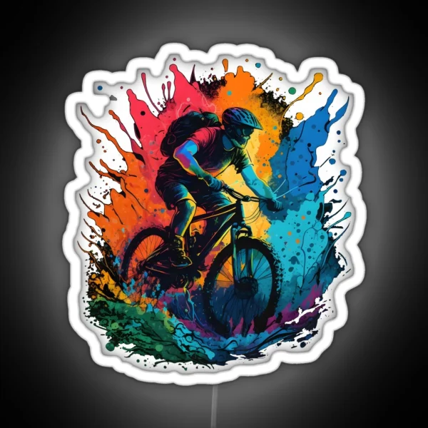 MTB Mountain Bike Downhill Art RGB Neon Sign