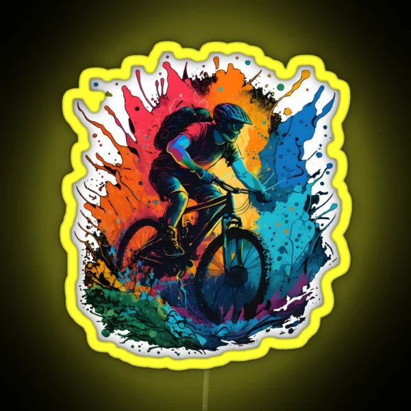 MTB Mountain Bike Downhill Art RGB Neon Sign