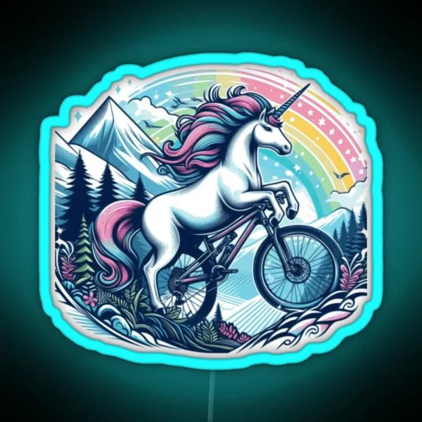 MTB Unicorn Mountain Biking MTB Lovers RGB Neon Sign