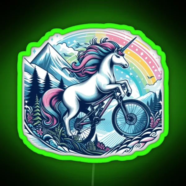 MTB Unicorn Mountain Biking MTB Lovers RGB Neon Sign
