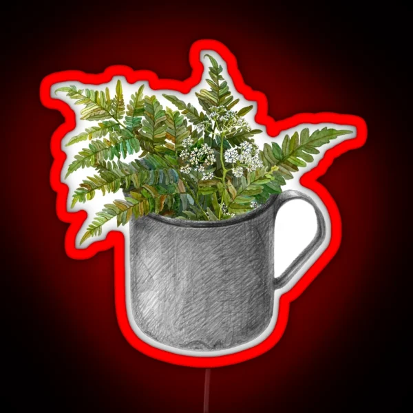 Mug With Fern Leaves RGB Neon Sign