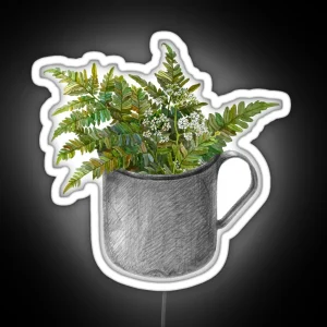 Mug With Fern Leaves RGB Neon Sign