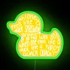 Mulaney Duck in Front of Green Neon Sign with RGB Lighting