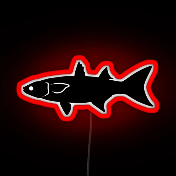 Mullet Fish Silhouette Black RGB Neon Sign