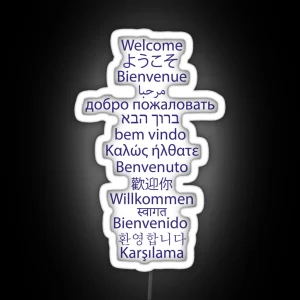 Multilingual Welcome Message RGB Neon Sign