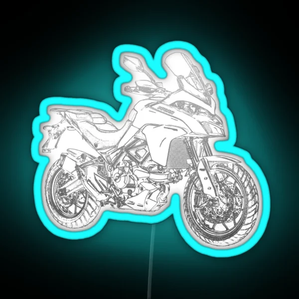 Multistrada 950 Pencil Silhouette Motorcycle RGB Neon Sign