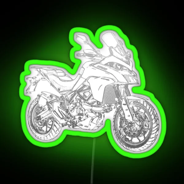 Multistrada 950 Pencil Silhouette Motorcycle RGB Neon Sign