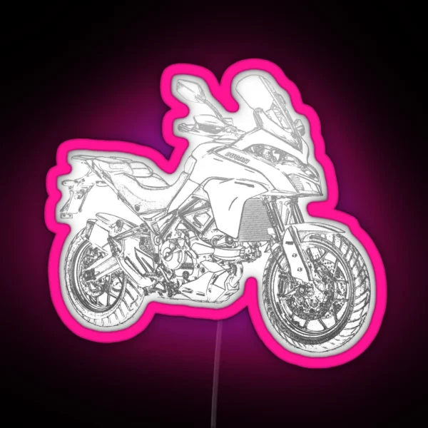 Multistrada 950 Pencil Silhouette Motorcycle RGB Neon Sign