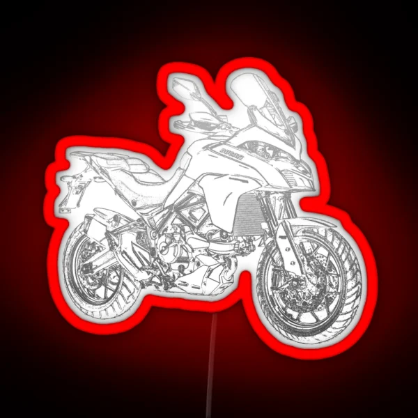 Multistrada 950 Pencil Silhouette Motorcycle RGB Neon Sign