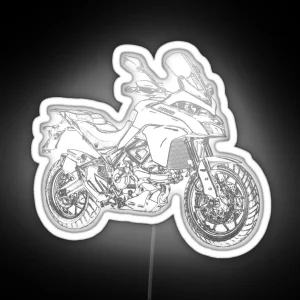 Multistrada 950 Pencil Silhouette Motorcycle Touring Enduro Dual Sport RGB Neon Sign