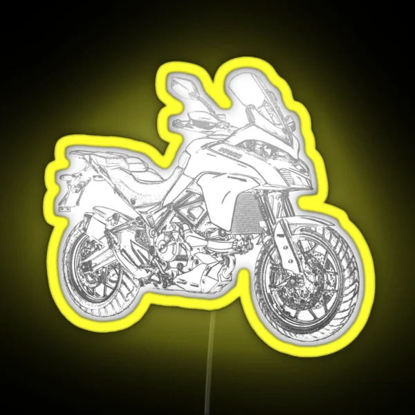 Multistrada 950 Pencil Silhouette Motorcycle RGB Neon Sign