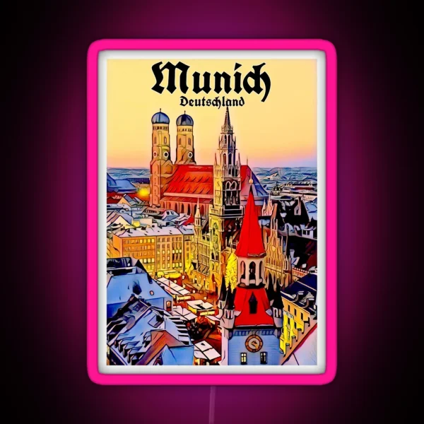 Munich Deutschland Vintage Travel And Tourism RGB Neon Sign