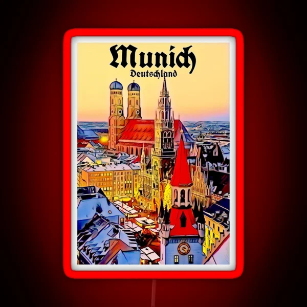 Munich Deutschland Vintage Travel And Tourism RGB Neon Sign