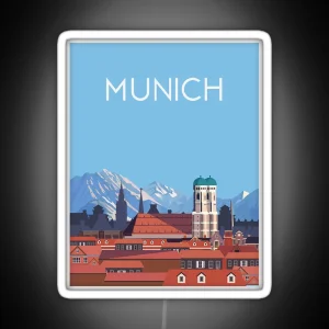 Munich Germany City Travel Poster RGB Neon Sign