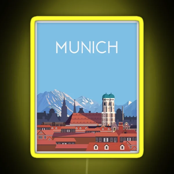 Munich Germany City Travel Poster RGB Neon Sign