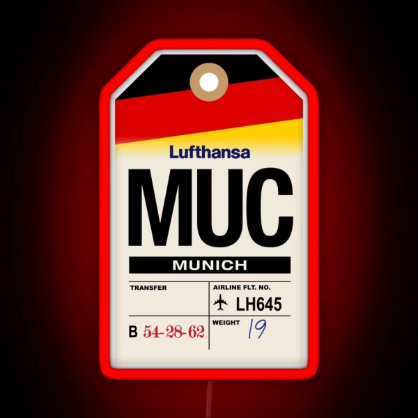 Munich MUC Germany Airline Luggage Tag RGB Neon Sign