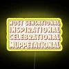 muppetational neon sign with vibrant rgb lighting, yellow tones.