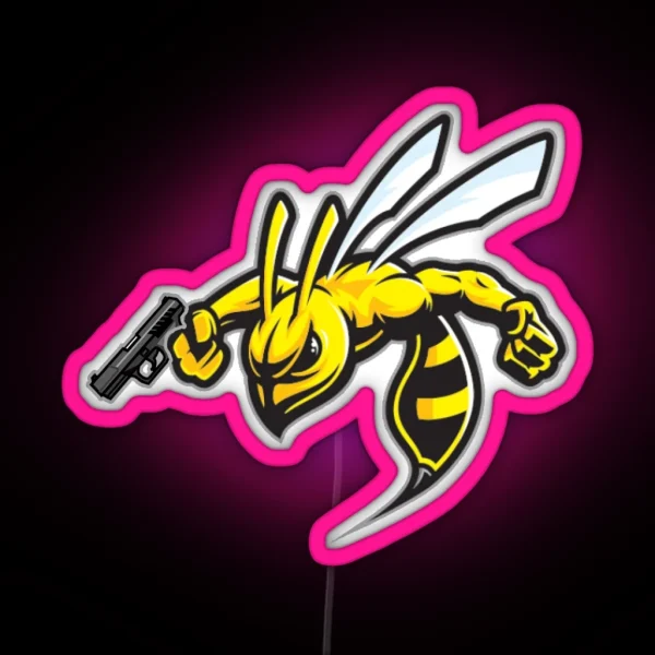 Murder Hornet Exterminators Distressed Design RGB Neon Sign