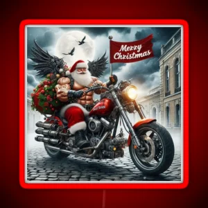 Muscle Biker Santa RGB Neon Sign