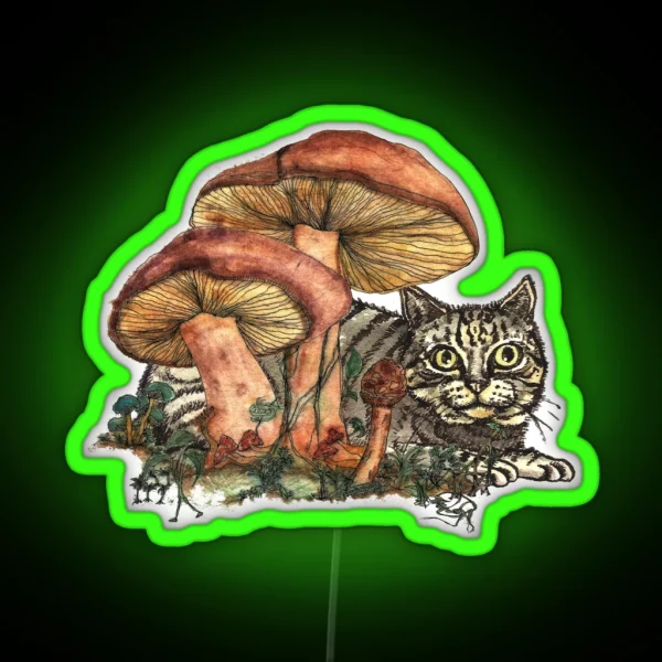 Mushroom And Cat RGB Neon Sign