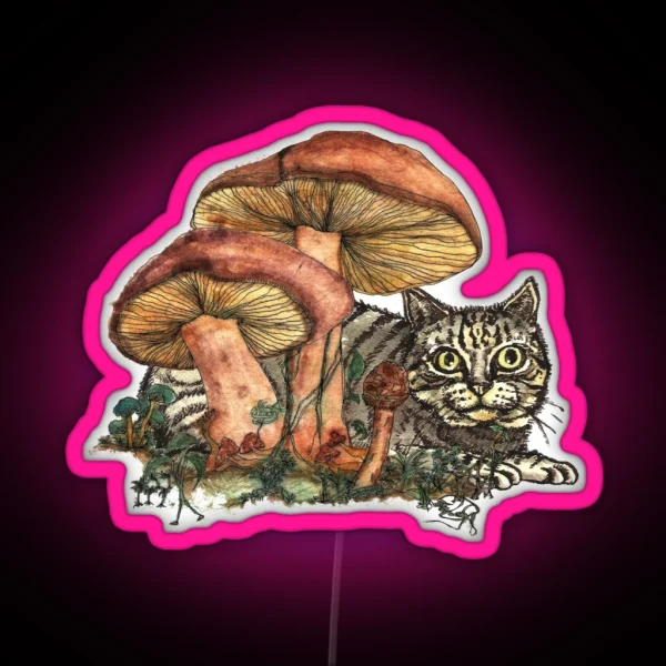Mushroom And Cat RGB Neon Sign