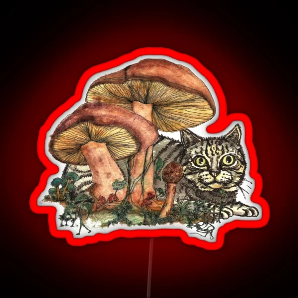 Mushroom And Cat RGB Neon Sign