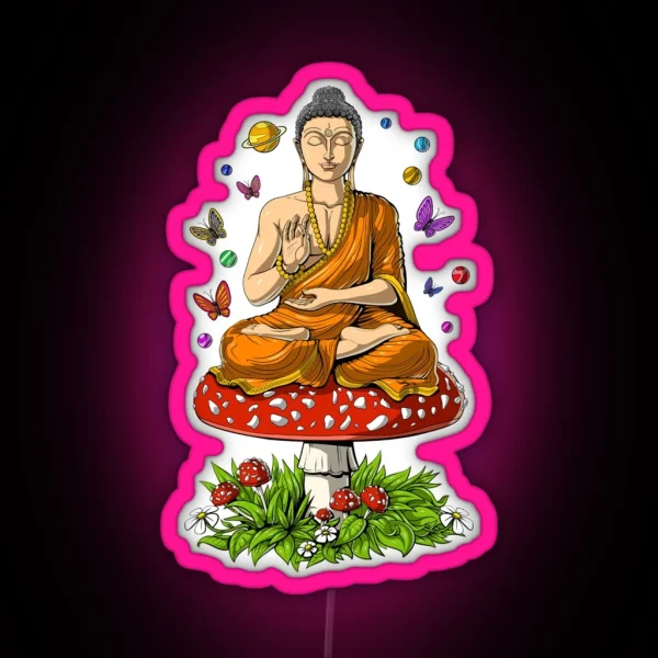 Mushroom Buddha RGB Neon Sign